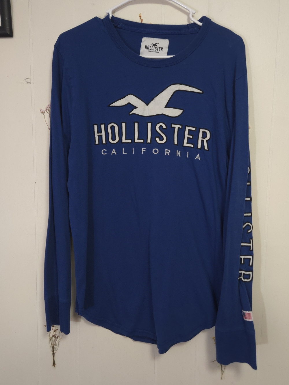 Hollister California Men's Long-Sleeve Logo Tee - Royal Blue